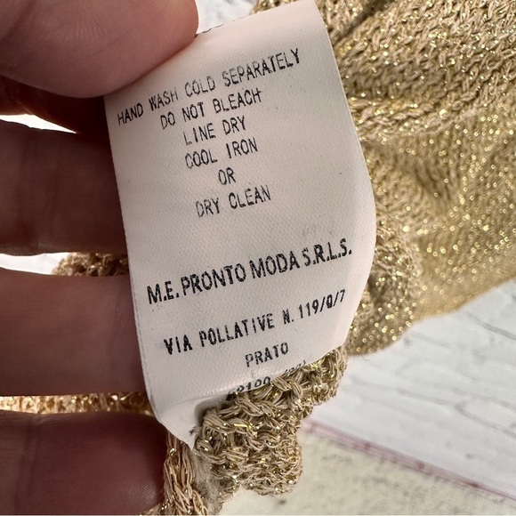 Yunika gold metallic dress swim coverup size small/ medium stretchy Italy vacay - Picture 12 of 12